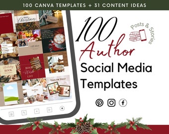 Weihnachtliche Social Media Vorlagen mit Ideen für Autoren, Urlaub, Buchmarketing, Romanplaner, Instagram, Facebook, Tik Tok