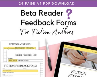 Formularios de comentarios de ficción para entregar a sus lectores Beta PDF / Edición / Publicación / Escritura de libros / Trazado / Desarrollo de personajes / Capítulo