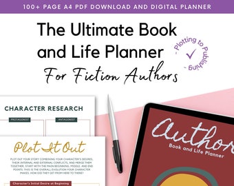 Ultimate Book Planner for Authors - Digital Download for Ambitious Writers - Character, Plot, Scene, Chapter, Editing, Publishing, Goals, A4