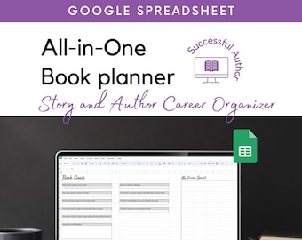 Alles-in-één boekplanner, schrijversplanner, nieuwe schrijfplanner, werkboek voor boekplanning, organisator, Google spreadsheet, preptober, verhaal