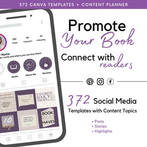 Author Social Media Canva Templates and Content Planner, Instagram | Facebook, Writer Templates, Bookstagram, Book Marketing, Writergram