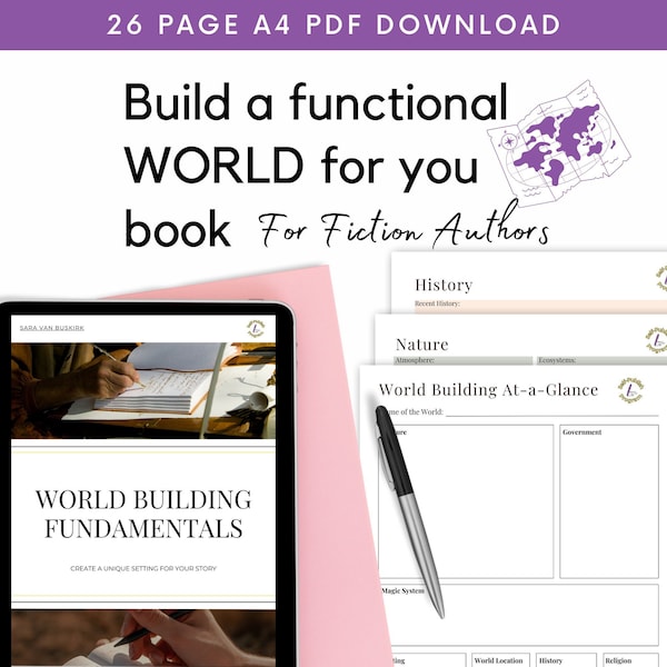 World Building Worksheets, Novel Writers, Planner, Organizer, Fantasy, Fiction, Author, PDF, Instant Download, NaNoWriMo,