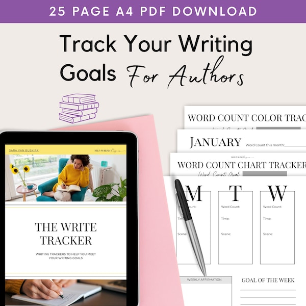 Daily, Monthly, Yearly Word Count Writing Tracker for Writers / Letter, Printable, INSTANT DOWNLOAD, Novel Writing Progress, Goal Tracker