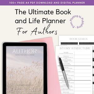 Ultieme boekplanner voor auteurs - digitale download voor ambitieuze schrijvers - karakter, plot, scène, hoofdstuk, bewerken, publiceren, doelen, A4
