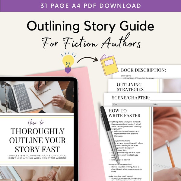 Outline Your Story | Writing Organizer | Book Writing  | Writer Planner | Novel Planning | Book Planner | Download | PDF Digital Worksheets