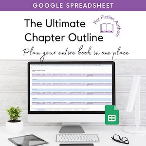 Hoofdstukoverzicht Google-spreadsheet schrijven, romanoverzicht, werkmap schrijven, scènebouwer, fictieschrijfsjabloon, nieuwe planner, boek