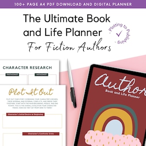 Ultimate Book Planner for Authors - Digital Download for Ambitious Writers - Character, Plot, Scene, Chapter, Editing, Publishing, Goals, A4
