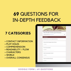 Commentaires des lecteurs sur la version bêta du formulaire Google pour les rédacteurs Améliorer le rythme, le séquençage de l'intrigue, le développement du personnage, la construction du monde Produit numérique image 2