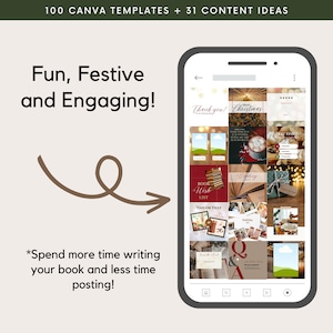 Christmas Social Media Templates with Content Ideas for Authors, Holiday, Book Marketing, Novel Planner, Instagram, Facebook, Tik Tok image 4