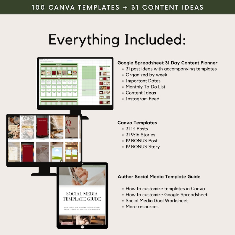 Christmas Social Media Templates with Content Ideas for Authors, Holiday, Book Marketing, Novel Planner, Instagram, Facebook, Tik Tok image 9