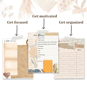 Printable Author Vision Board PDF Get Focused and Motivated to Write Book Goals and Vintage Elements image 3