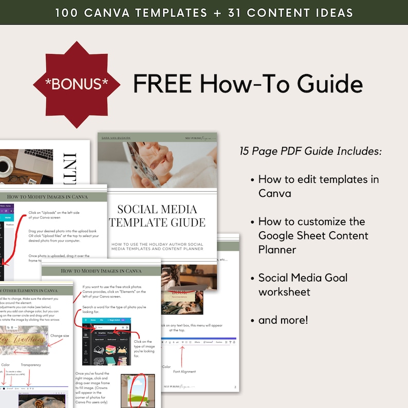 Christmas Social Media Templates with Content Ideas for Authors, Holiday, Book Marketing, Novel Planner, Instagram, Facebook, Tik Tok image 8