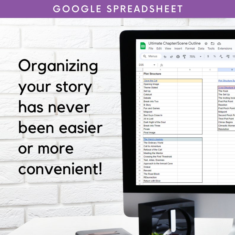 Chapter Outline Writing Google Spreadsheet, Novel Outline, Writing Workbook, Scene Builder, Fiction Writing Template, Novel Planner, Book image 6