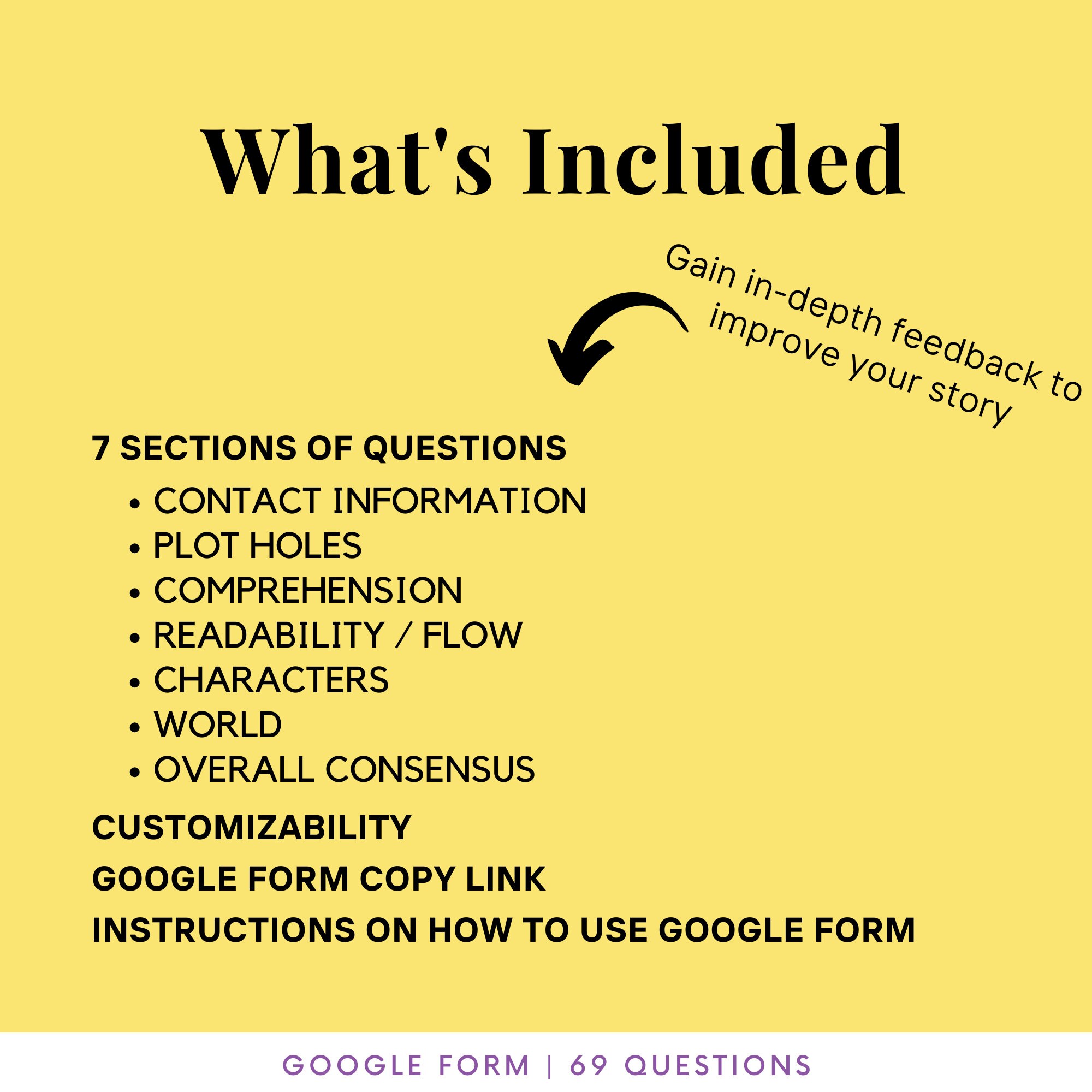 Beta Reader Feedback Google Form for Writers | Improve Pacing, Plot ...