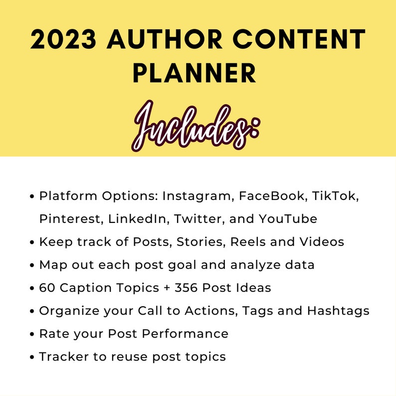 365 Social Media Post Ideas for Authors Writers 2023 Content Ideas for Social Media Social Media Planner Author Planner Digital image 5