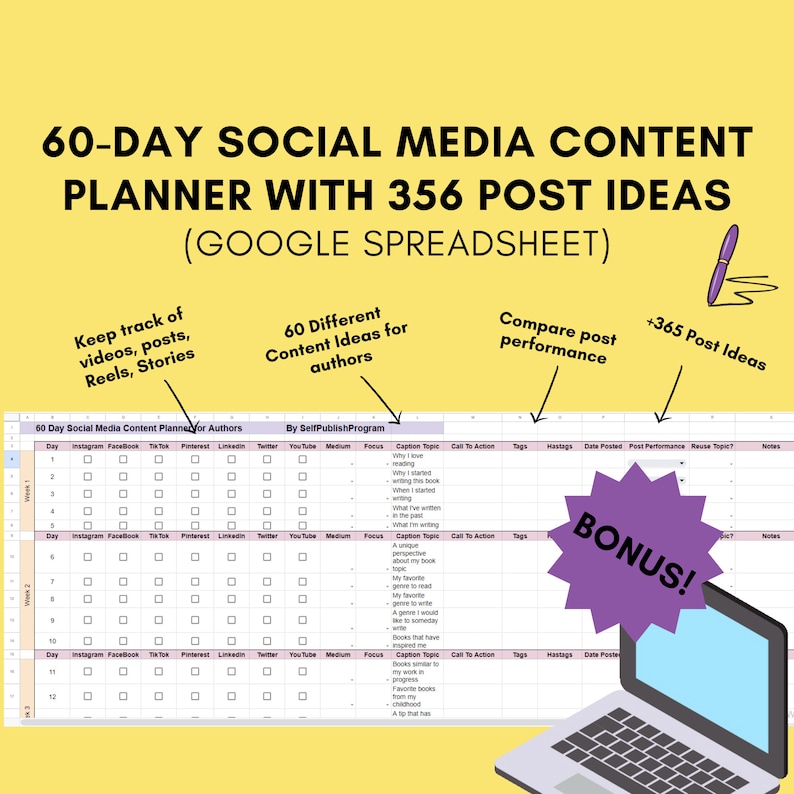 365 Social Media Post Ideas for Authors Writers 2023 Content Ideas for Social Media Social Media Planner Author Planner Digital image 4