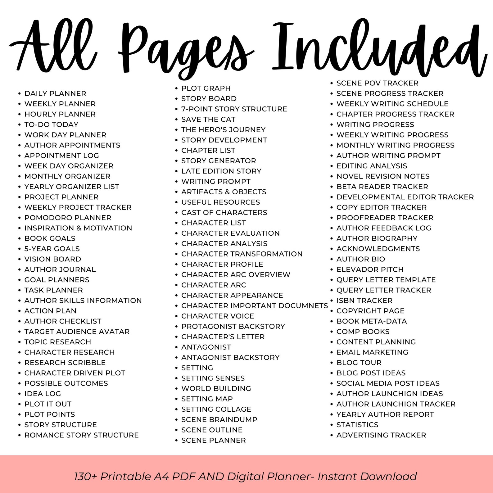 Romance Themed Author Book Planner - Digital Download for Passionate ...
