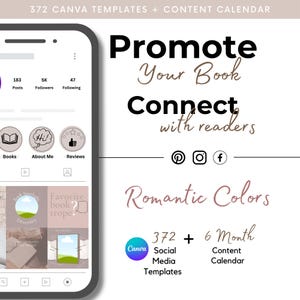 Author Social Media Canva Templates and Content Planner, Instagram | Facebook, Writer Templates, Bookstagram, Book Marketing, Writergram