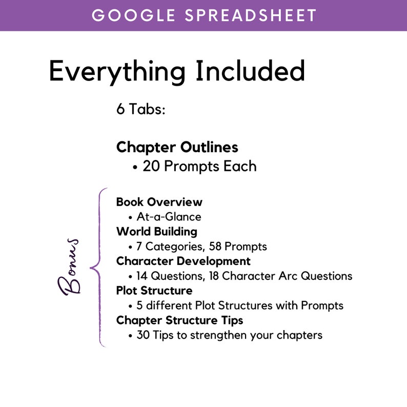 Chapter Outline Writing Google Spreadsheet, Novel Outline, Writing Workbook, Scene Builder, Fiction Writing Template, Novel Planner, Book image 7