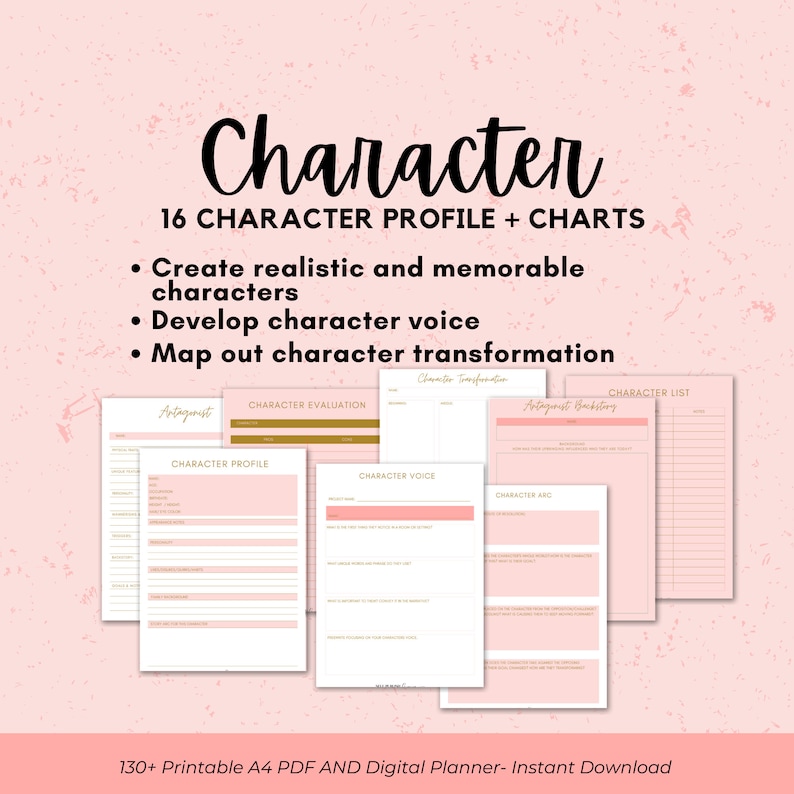Romance Themed Author Book Planner Digital Download for image 4