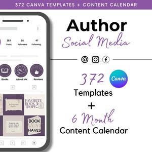 Author Social Media Canva Templates and Content Planner Instagram Facebook Writer Templates Bookstagram Book Marketing Writergram Branding