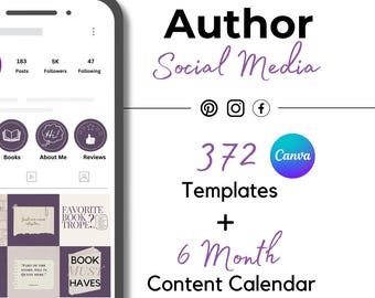 Autor Social Media Canva Templates und Content Planner Instagram Facebook Writer Templates Bookstagram Book Marketing Writergram Branding