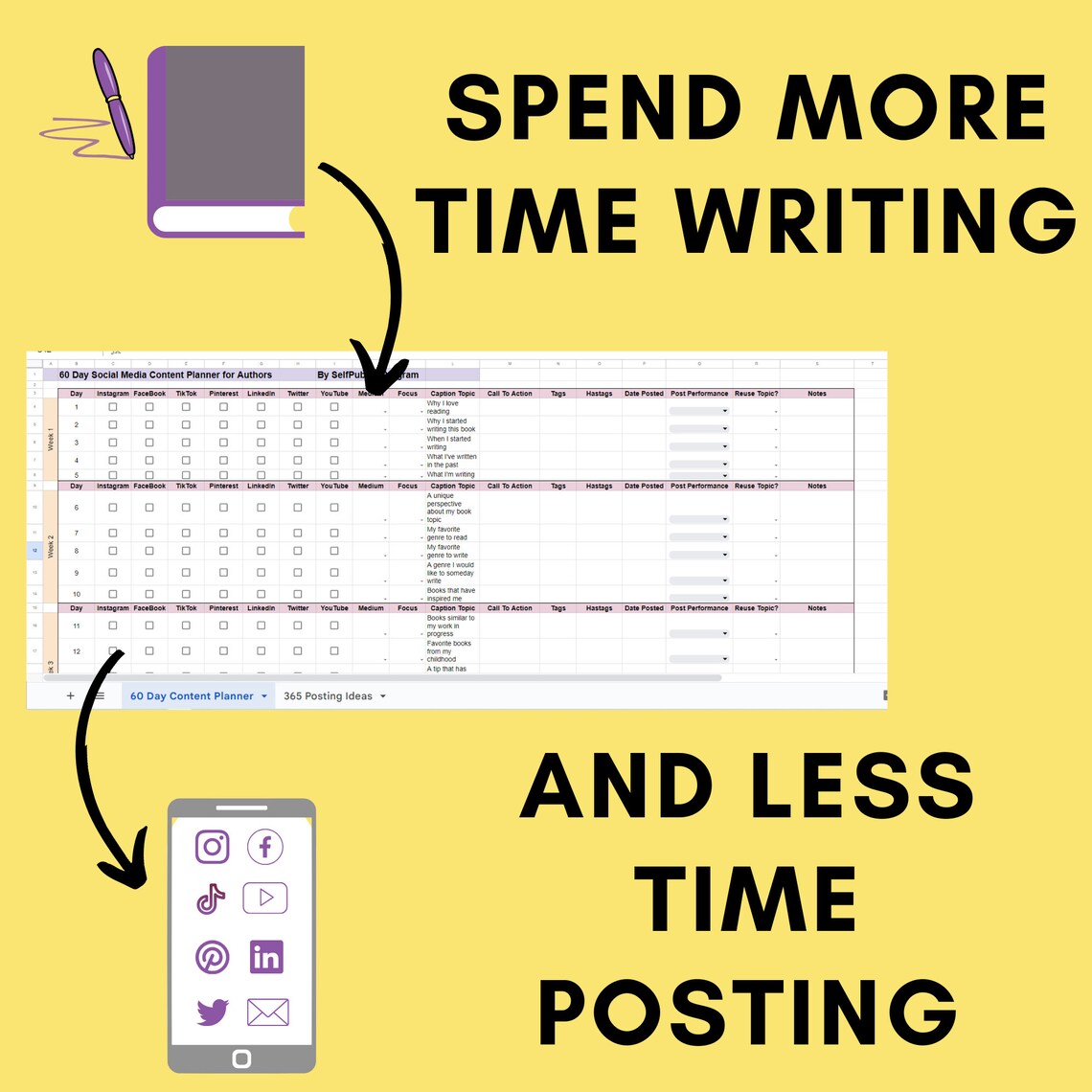 365 Social Media Post Ideas for Authors | Writers | 2023 | Content ...