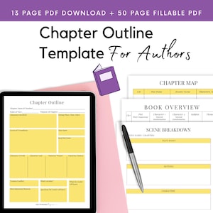 Chapter Outline Template, Writing Worksheet, Novel Outline, Scene Builder, Fiction Writing Template, Novel Planner, Writing Workbook,