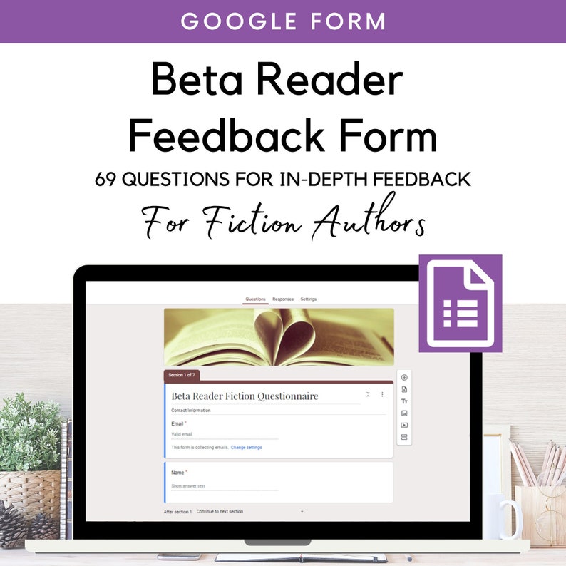 Beta Reader Feedback Google Form for Writers Improve Pacing, Plot Sequencing, Character Development, World Building Digital Product image 1