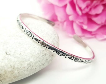 Cuff Silver Bracelet, Silver bangle for women, adjustable silver bangle, thin silver bangle, small bangle