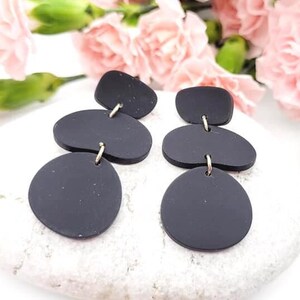 Retro Black matte resin dangle geometric earrings big earrings, acrylic earrings, push back earrings