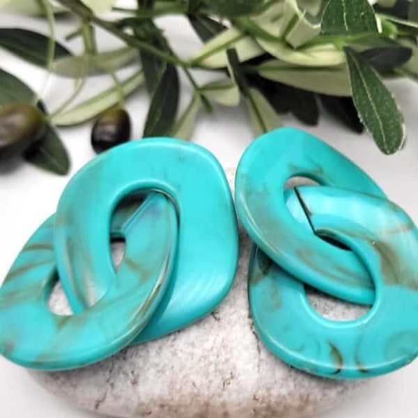 Retro Turquoise resin dangle geometric earrings big earrings, acrylic earrings, links extra long earrings