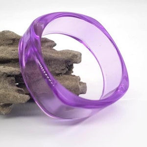 Retro transparente brazalete de resina púrpura brazalete ancho pulsera disco pulsera hecha a mano joyas