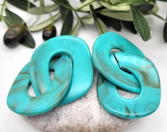 Retro Turquoise resin dangle geometric earrings big earrings, acrylic earrings, links extra long earrings