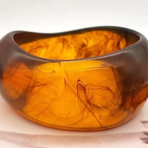 Retro Honey colour resin bangle bracelet wide bracelet retro bracelet hand made jewellery