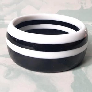 Retro Black and White resin bangle bracelet wide bracelet disco bracelet hand made jewellery