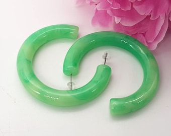 Boho Green resin hoop earrings, acrylic earrings, modern earrings, extra large earrings, Nyota Uhura cosplay costume