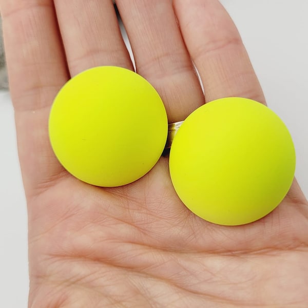 Boho Yellow neon colour resin earrings, matte acrylic earrings, modern earrings, geometric earrings, stud earrings earrings