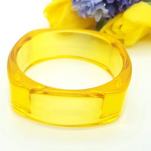 Retro transparent yellow resin bangle bracelet wide bracelet disco bracelet hand made jewellery image 2