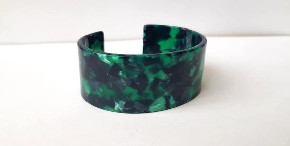 Green tortoiseshell bangle bracelet wide bracelet… - image 6