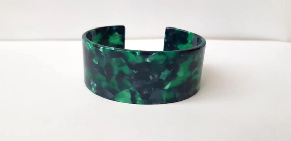 Green tortoiseshell bangle bracelet wide bracelet… - image 7