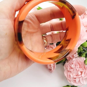 Retro orange colour resin bangle bracelet wide bracelet disco bracelet hand made jewellery image 5