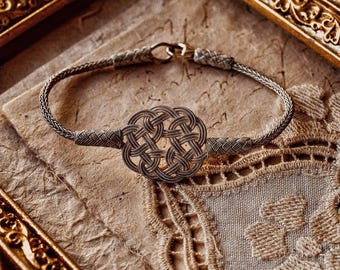 Pure 1000 Sterling Silver Kazaziye Bracelet, Handwoven Mardin Silver Wire, Turkish Artisan Jewelry, Traditional Love Knot Bracelet, Heirloom