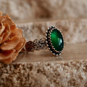 Silver Emerald Ring - Genuine Emerald Ring - Dainty Emerald Ring - Promise Ring - Vintage Engagement ring Wedding ring -Gift for Mothers Day