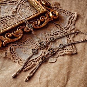 925 Sterling Silver Bracelet Set – Hand Chain, Braided Bangle, Mesopotamian Inspired Jewelry