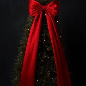 Giant Satin Christmas Bow – 8ft Elegant Tree Topper, Handmade