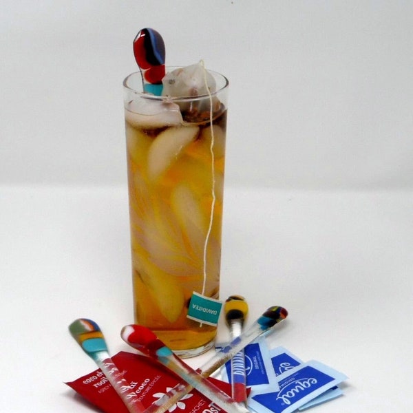 8" Glass Swizzle sticks/glass stirrers/fused glass stirrers/colored stirrers for Iced tea season