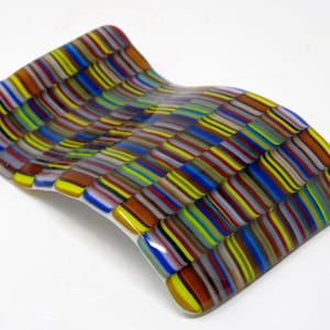 Fused glass spoon rest, colorful spoon rest