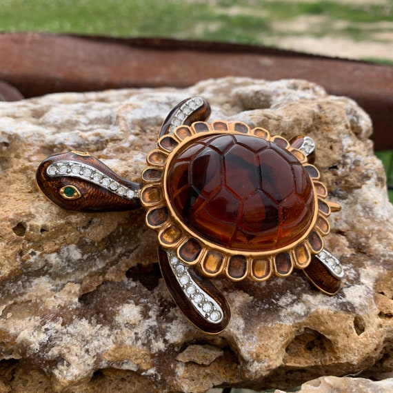 Vintage LARGE Turtle brooch | X2157 - image 3
