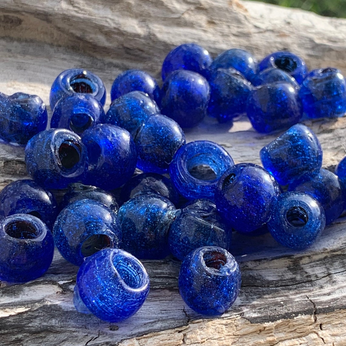 35 Large Glass Beads Handcrafted Rustic Beads Vintage Etsy